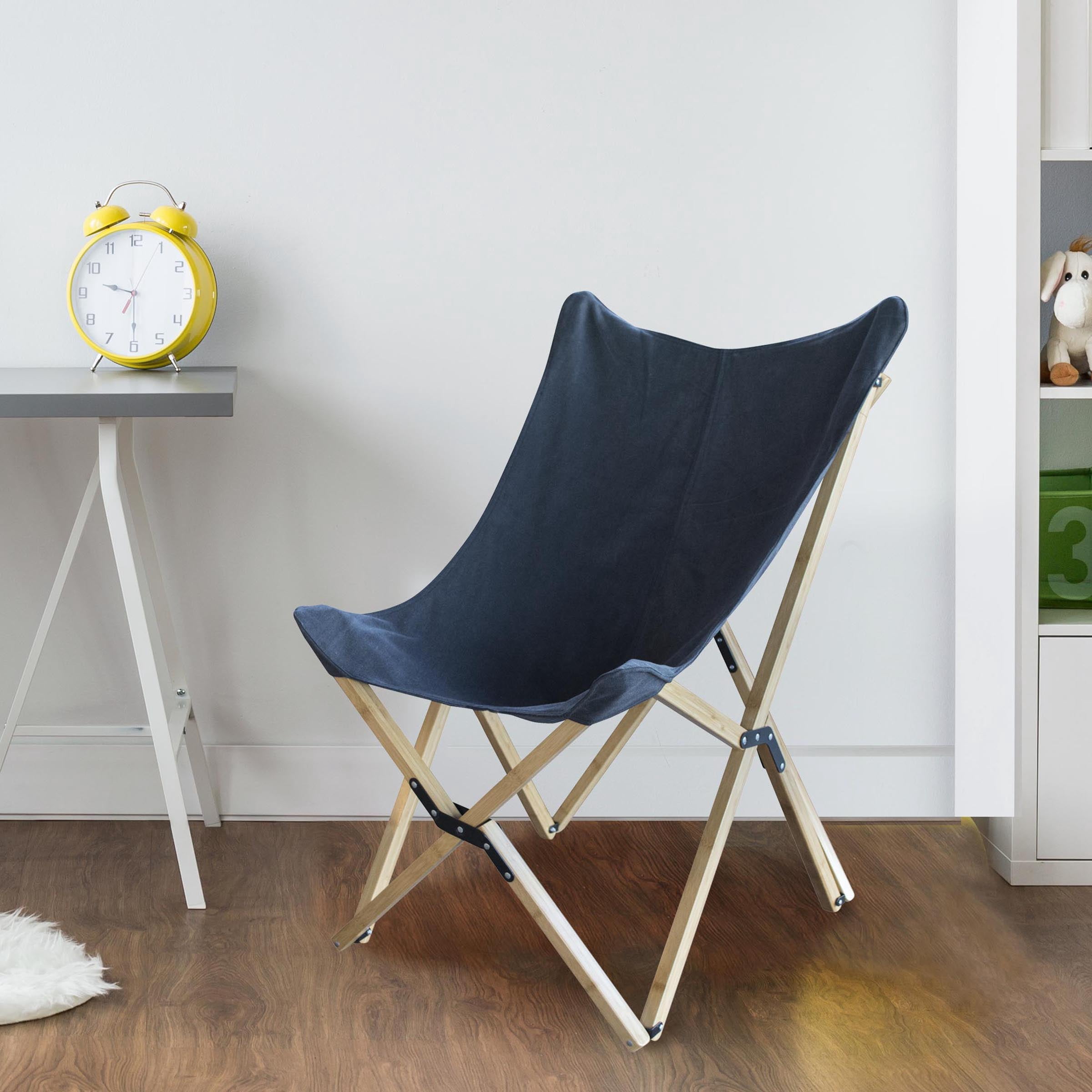 AmeriHome Canvas and Bamboo Butterfly Chair - Black