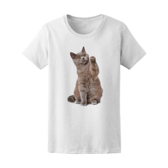 Young Cat With Paw Up T-Shirt Women -Image by Shutterstock, Female Large