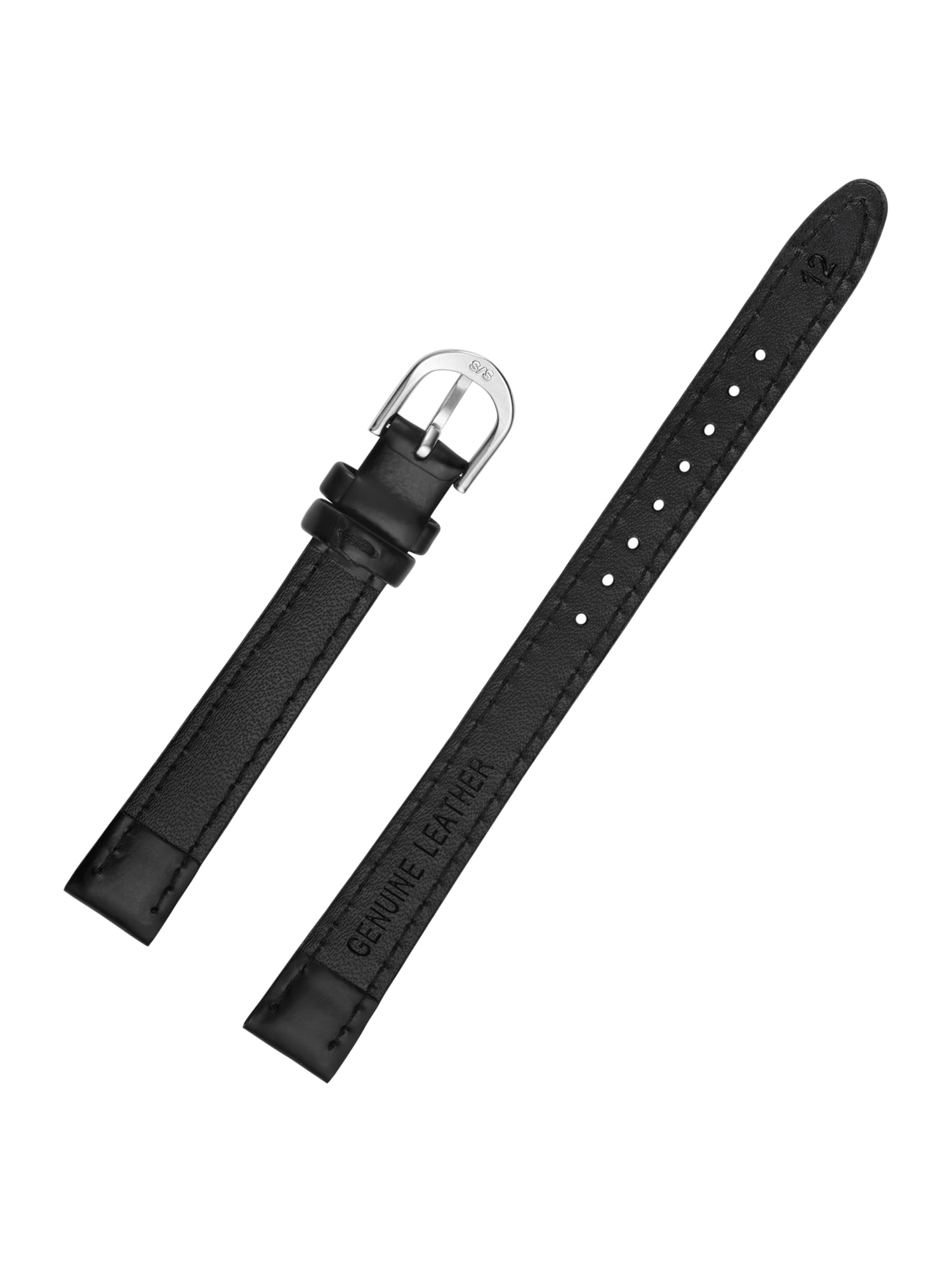 12mm Unisex Black Genuine Leather Replacement Watch Band (FMDBA006)