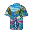 thumbnail image 3 of Uemuo Little Sea Turtles Printed Regular Fit Short Sleeve Casual Hawaiian Shirt for Men,Aloha shirt,Tropical shirt,Floral print shirt,Vacation Beach shirt-3X-Large, 3 of 9