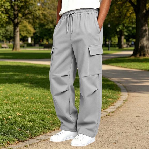 Boys Cargo Sweatpants Teen Casual Relaxed Fit Joggers with Multi-Pockets Elastic Waist Drawstring Lightweight Tactical Pants for Hiking School