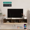 thumbnail image 4 of Floating TV Stand, Wall Mounted TV Shelf with Led Lights & Power Outlet,High Gloss TV Cabinet for Wood tv Stands for Living Room, 4 of 10