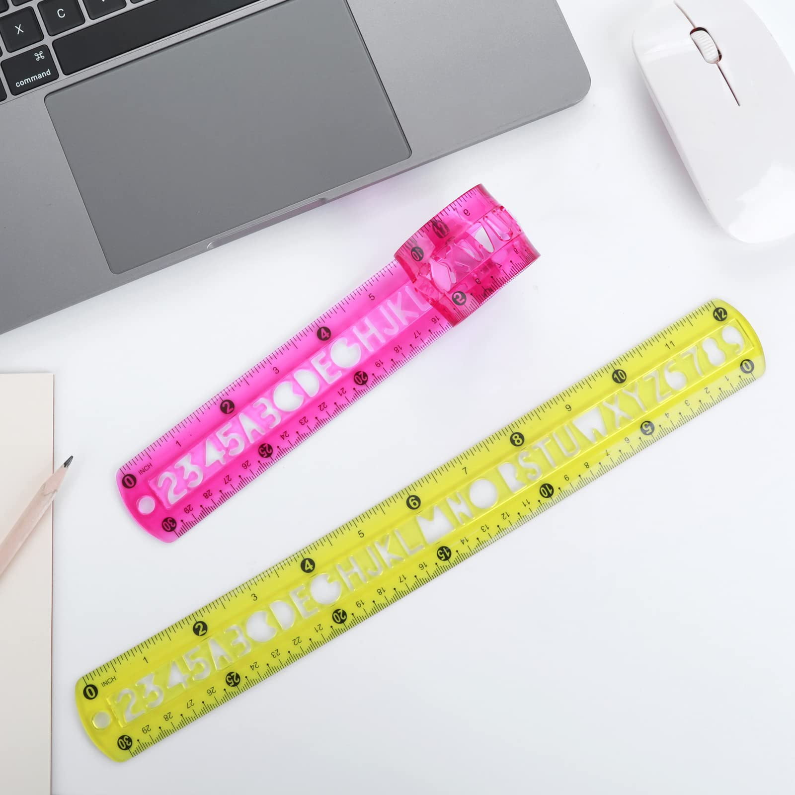 Denhf 1Pc Flexible Ruler, 12 Inch Clear Bendable Ruler with Centimeters and Inches, Soft Plastic Ruler for Teacher Office Supplies, Classroom Must Haves, Studying Essentials, 30cm, Pink