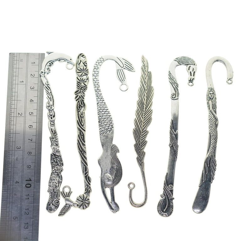 10 Pieces Bookmarks Book Mark Beading Carved Hook Metal Bookmarks