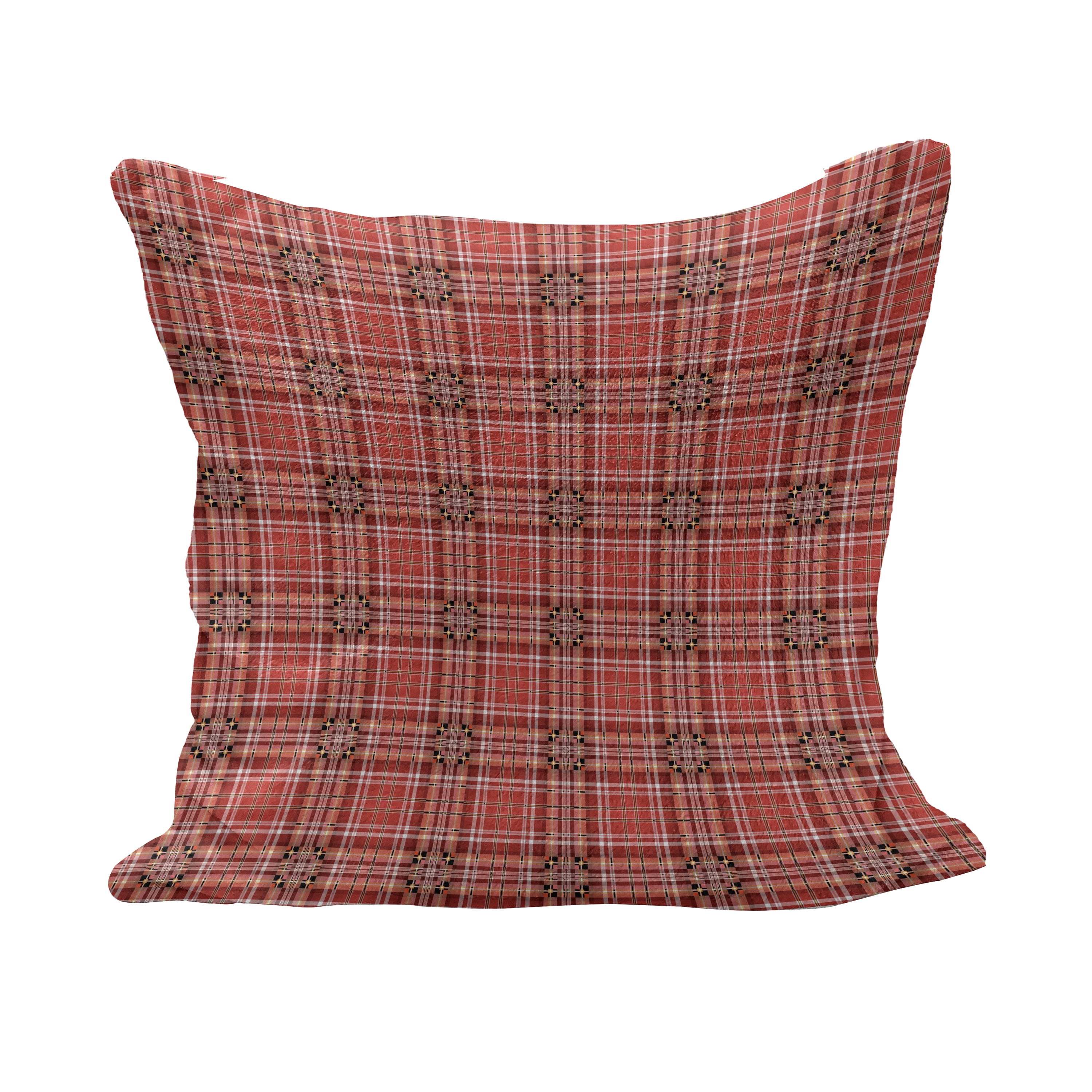 Multicolor Design Minds Boutique Hand Drawn Checkerboard Pattern 18x18 Throw Pillow red/pink