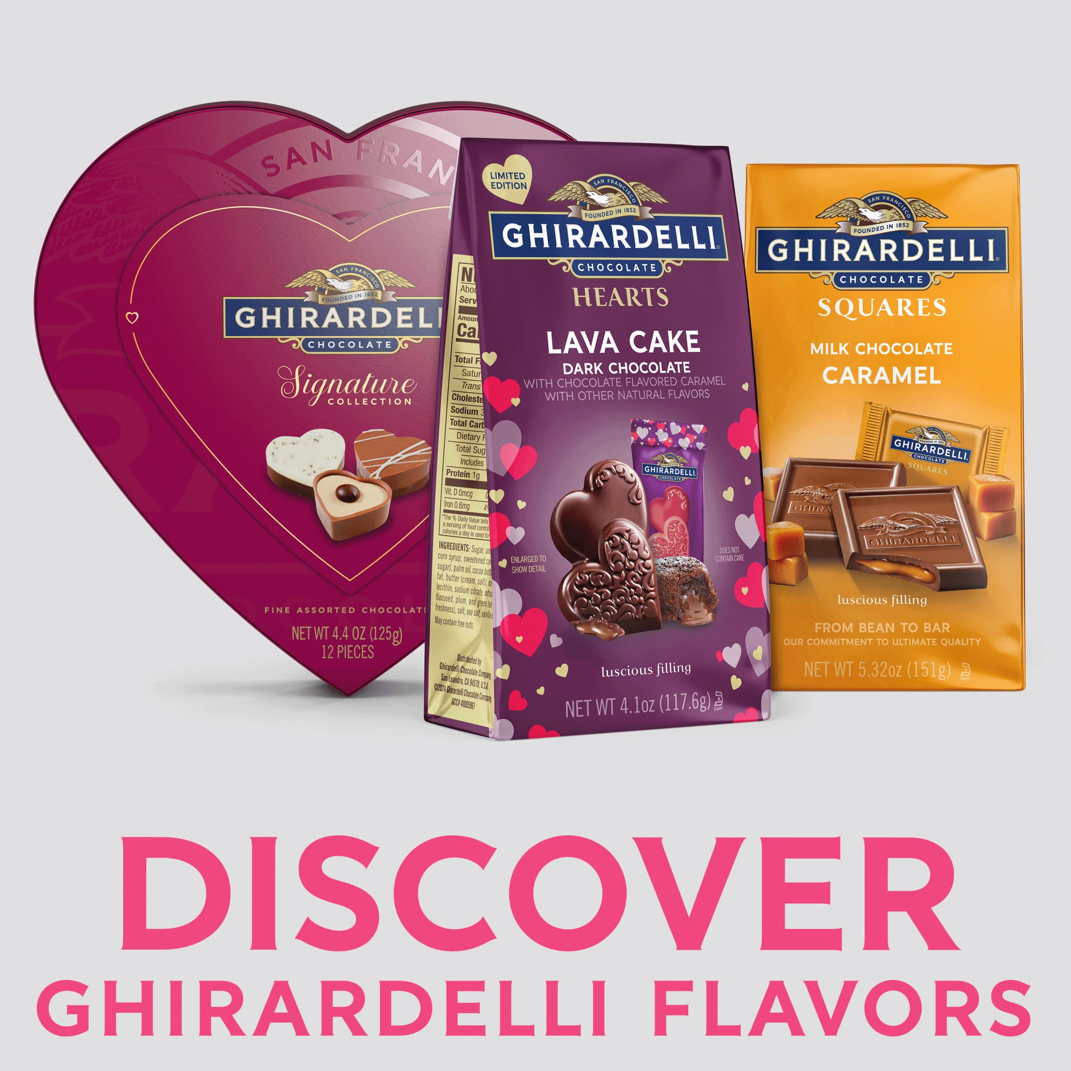 GHIRARDELLI Valentine's Day Dark Chocolate Lava Cake Hearts, 4.1 oz Bag