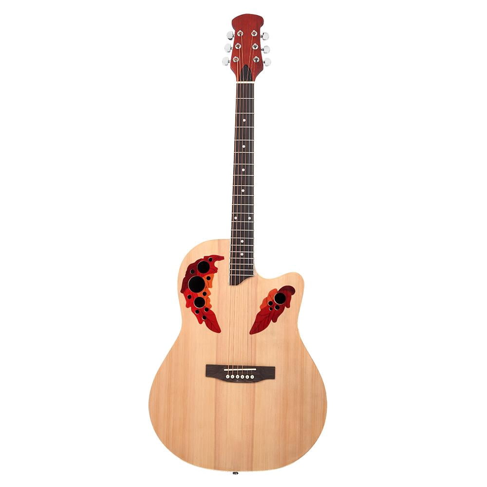 Tcbosik 41 Inch Cutawary Round Back Acoustic Guitar Spruce Top Grape Hole Burlywood