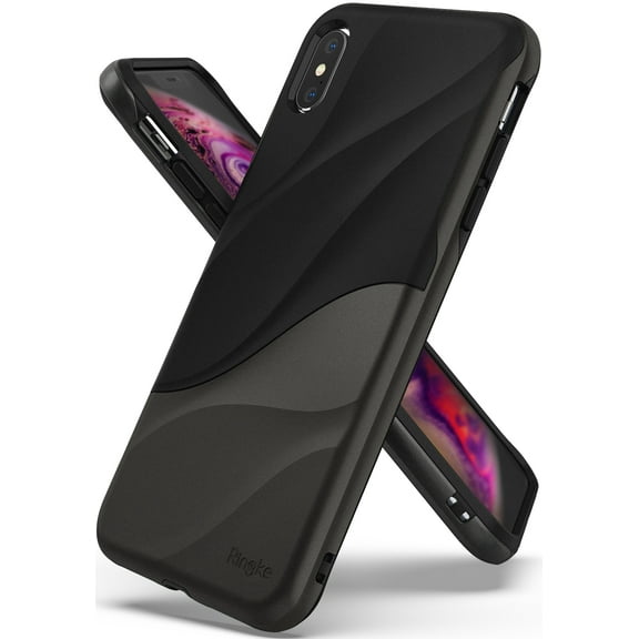 Ringke Wave Case Compatible with iPhone XS Max, Dual Layer Heavy Duty 3D Textured Protection Design Cover - Metallic Chrome