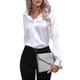 thumbnail image 2 of Blusas de Satén para Mujer, Informales, de Larga, con Botones, Elegantes, para Trabajo y Negocios M, 2 of 10