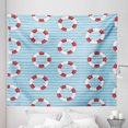 thumbnail image 1 of Aqua Blue Tapestry, Nautical Sea Themed Composition with Pastel Colored Stripes Background, Fabric Wall Hanging Decor for Bedroom Living Room Dorm, 5 Sizes, Pale Blue White Red, by Ambesonne, 1 of 1