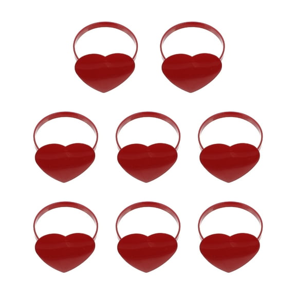 Troglfold Napkin Rings 8 Red Heart Napkin Rings for Valentine's Day, Weddings & Parties,1.57"X1.57"X1.38"