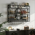 thumbnail image 5 of 3-Tiers Wine Rack[No Assembly Required]Wall Mounted, 39"Floating Bar Shelves with Wine Glass Holder for Liquor Bottles Metal Industrial Display Shelf for Kitchen Bar, 5 of 7