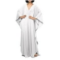 thumbnail image 2 of Luxalzxs Womens Beach Cover Up Solid Color V Neck Batwing Sleeve Swimsuit Cover Up Caftans Long Dress Plus Size Beach Kaftan Dresses, 2 of 6