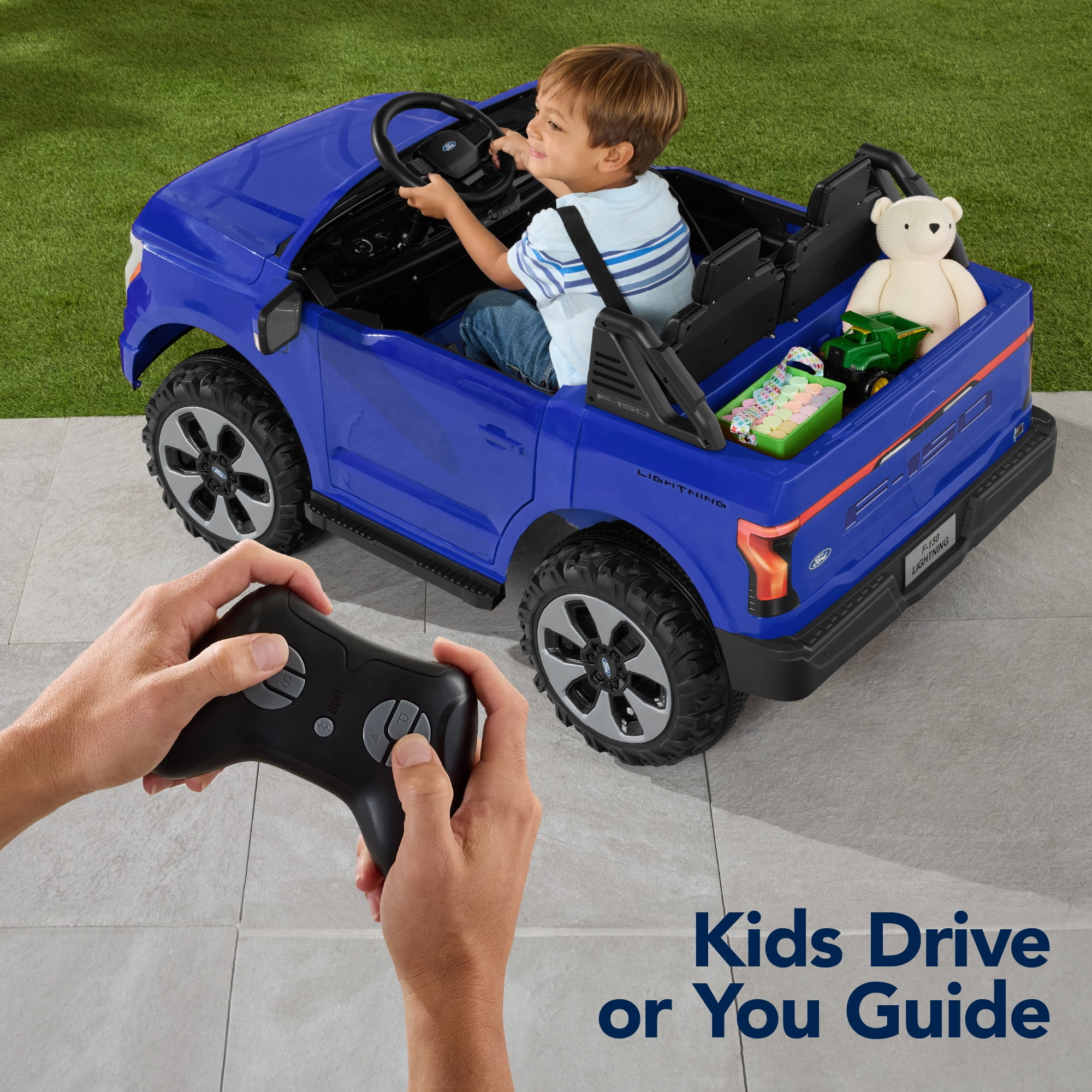 Best Choice Products Kids 24V Ride On Truck Officially Licensed Ford Lightning w/ Remote, LED Lights, 2 Speeds - Blue