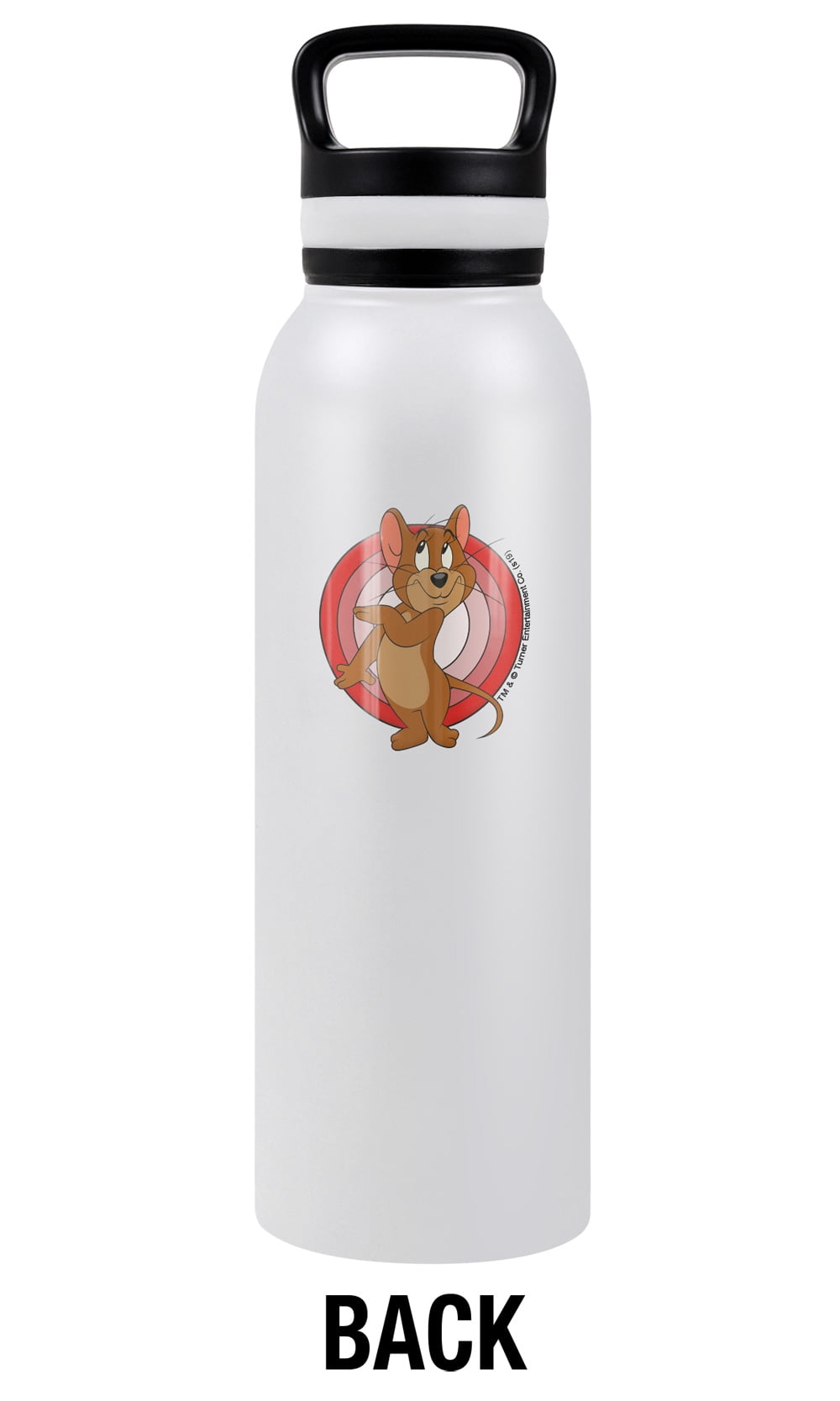 Tom And Jerry Official Jerry Character 24 oz Insulated Canteen Water Bottle, Leak Resistant, Vacuum Insulated Stainless Steel with Loop Cap, White