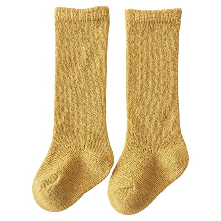 

KelaJuan Baby Long Socks Elastic Hollowed Solid Color Soft Lightweight Socks for Girls Boys