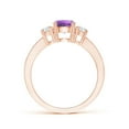 thumbnail image 2 of ANGARA Natural 0.8 Ct. Amethyst with Diamond Classic Ring in 14K Rose Gold for Women (Ring Size: 3.5), 2 of 9