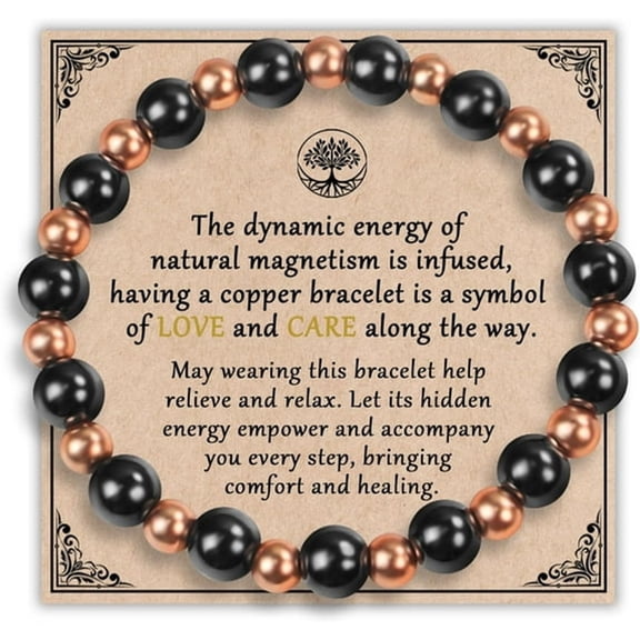 DESIGNICE Copper Bracelets for Women Magnetic Bracelet,Copper Jewelry with 3800 Gauss Magnets,Birthday Gifts for Her Stretch Bead Bracelets Pulseras Para Mujer