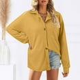 thumbnail image 2 of adviicd Hauts pour Femmes Hauts Tendance Col Rond Décontracté Manches Longues Chemises Amples en Chiffon Blouses Unies Jaune,S, 2 of 4