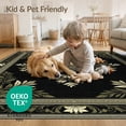 thumbnail image 4 of ODIKA 8'x10' Washable Area Rug Non-Slip Chair-Friendly Mat Botanical Scrolls Frame Scroll Border Boho Vintage Snake Forest Refined for Dining Room, Large Office, Lounge, 4 of 7