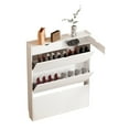 thumbnail image 6 of Narrow Shoe Cabinet, Shoe Cabinet with 3 Flip Drawers, Shoe Storage Cabinet for Entryway, 4-Tiers Freestanding Shoe Cabinet Organizer, Shoe Rack with Legs, White-White, 6 of 8