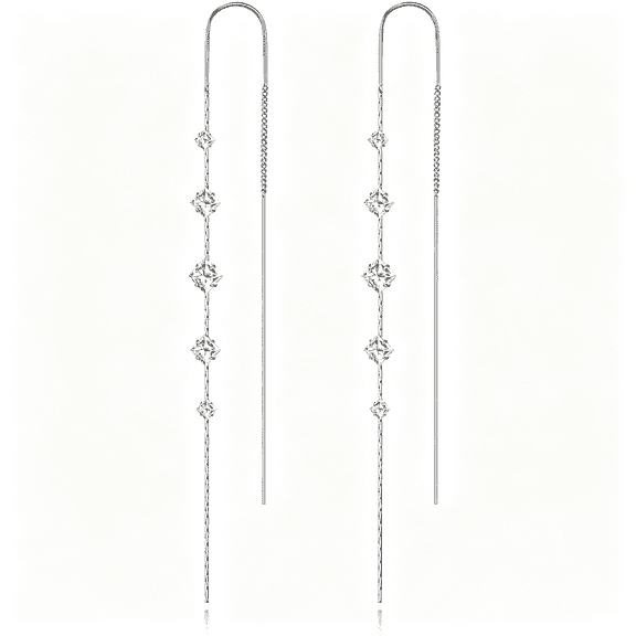 DESIGNICE Silver Dangle Earrings for Women Long Silver Earrings Sparkly Dangle Drop Cubic Zirconia Jewelry for Gifts
