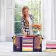 thumbnail image 6 of WOBOGO Purple Dusk Cat Pattern Clothes Storage 2Pack Foldable Thick Fabric Blanket Organizer Bag with Handle 24.8×16.93×16.17in, 6 of 7