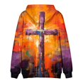 thumbnail image 4 of Men's Loose Fit Hoodie with Cross Print, Casual Long Sleeve Pullover Sweatshirt, Soft Fleece Streetwear for Fall Winter, Christmas Holiday, Daily Comfort,Blue,6XL, 4 of 5