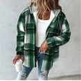 thumbnail image 3 of Aricy Women's Casual Plaid Hooded Jackets Shacket Flannel Drawstring Long Sleeve Plaid Jacket Button Down Coats Shirt Warm Hoodie Blouse fall Tops with Pocket, 3 of 4