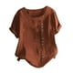 thumbnail image 1 of Blusas de manga corta con cuello redondo de color sólido informal de verano para mujer OAVQHLG3B Store lin121212, 1 of 5
