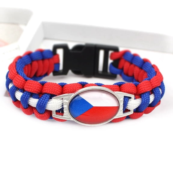 Uijokdef Country Flag Paracord Survival Bracelet, Color Woven Design, 8-10 Inches Length, Alloy Metal Buckle