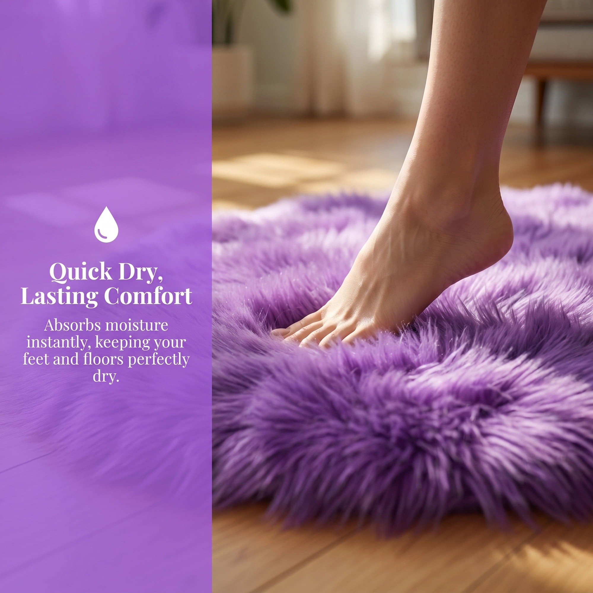 Unique Bargains Ultra Fluffy Bedroom Non Slip Fuzzy Shaggy Area Rug 35" x 24" Purple