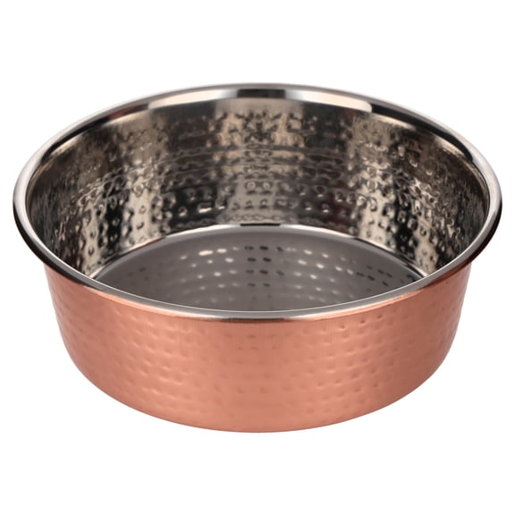 Vibrant Life Large 7.5-Cup Hammered Copper Pet Bowl with Stainless Steel Interior