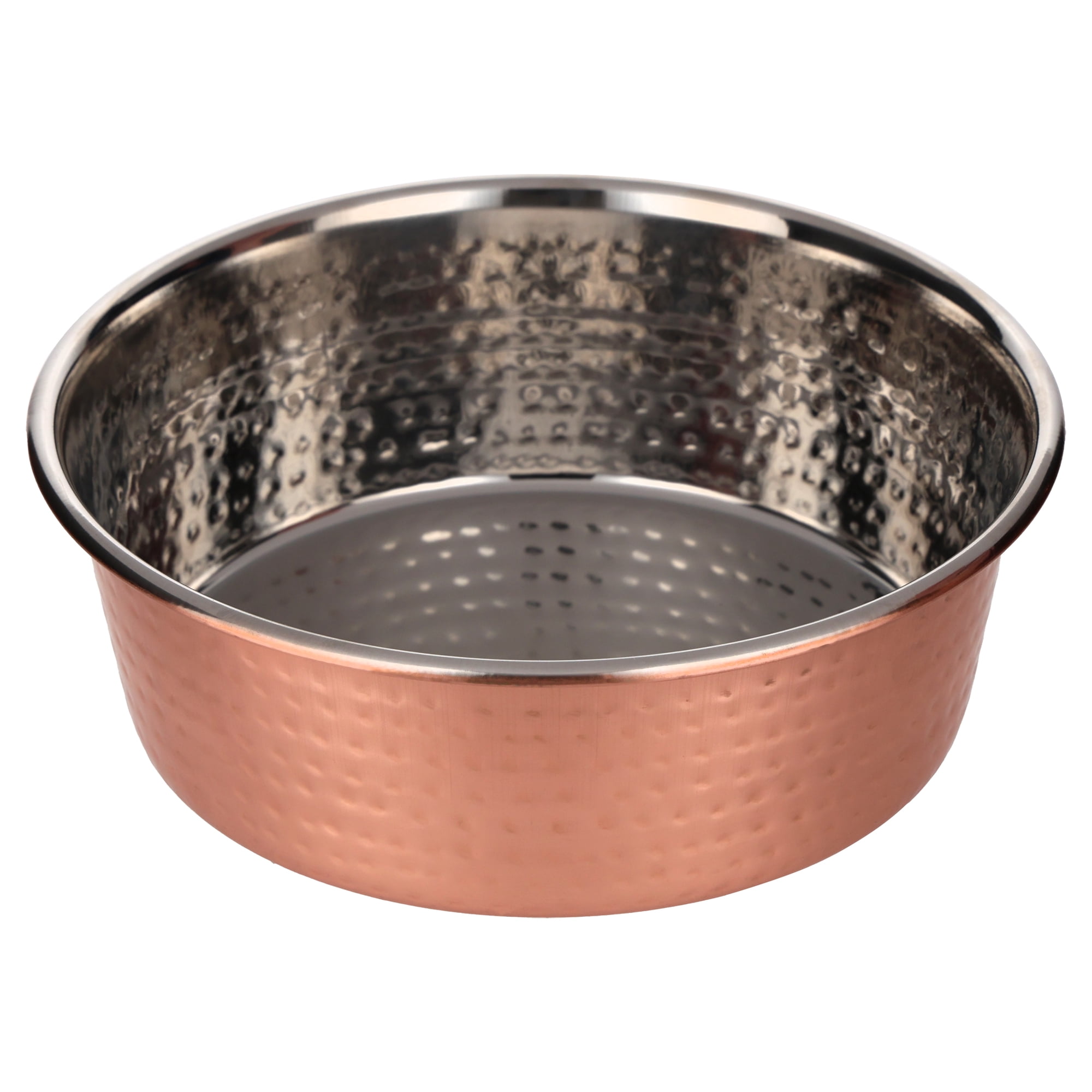 Vibrant Life Large 7.5-Cup Hammered Copper Pet Bowl with Stainless Steel Interior