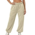 thumbnail image 2 of Joggers for Women Fall Winter Lined Elastic High Waist Straight Leg Relaxed Fit Jogger Sweatpants with Pockets, 2 of 8