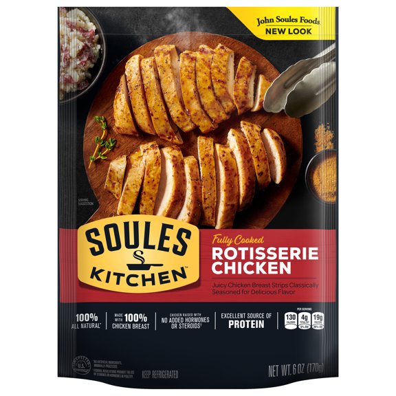 John Soules Foods® Rotisserie Seasoned Chicken Breast Strips 6 oz. Bag