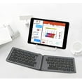 thumbnail image 2 of KOMI Foldable Bluetooth Keyboard, Portable Wireless Rechargeable Keyboard, Ultra Slim Ergonomic Folding Keyboard Compatible with iOS, Android and Windows Tablet/Smartphone/Laptop Devices, Silver Gray, 2 of 5