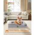 thumbnail image 2 of Feandrea Cama para Perros, Cama para Mascotas, 91 x 68 x 16 cm, Ortopédica con Espuma Corrugada, Funda Extraíble con Motivo Rosa de Peluche, Bordes Elevados Acolchados, Gris Paloma MPGW252G01, 2 of 5