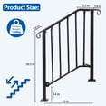thumbnail image 2 of 3 Step Handrails for Outdoor Steps, Fit 2 or 3 Steps Outdoor Stair Railing for Concrete Steps, Black Wrought Iron Railing, Exterior Hand Railing for Steps Adjustable Metal Hand Rails for Deck Porch, 2 of 8
