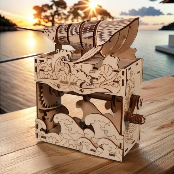 3D Puzzle Adult Crafts Kit Whale Music Box Wooden Ornaments for the Home