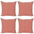 thumbnail image 1 of Ambesonne Geometric Throw Pillow Cover 4 Pack, Rhythmic Stripes Pattern, 24", Pale Salmon Pink, 1 of 2