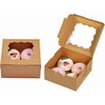 thumbnail image 2 of Bakepacker Brown 30-Packs Bakery Boxes with Window 6x6x3 inches Thick & Sturdy Macaroon Pastry Cookie for Bakerys, 2 of 4