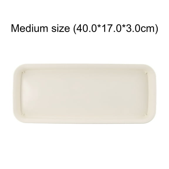 CHENGSI Indoor Outdoor Resin Flower Pot Plant Saucer Drip Trays Rectangle Plate for Gardening, Beige & Brown, S/M/L/XL Sizes, Thickened Bottom Design, Effective Drainage Solution, Floor Protection