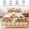 thumbnail image 4 of Twin XL Size Fitted Sheet Set - Hedgehog Fall 2 Piece Bedding Sets 16" Deep Pocket Fitted Sheet with 1 Pillowcases, Thanksgiving Pine Cones Maple Orange Plaid Brushed Microfiber Hotel Bed Sheets, 4 of 8