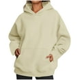 thumbnail image 2 of Women's Oversized Fleece Hoodie Sweatshirt Pullover Long Sleeve Sweater with Pocket Casual Loungewear Streetwear Fall Winter Travel Outfits Fashion Essential Gift for Women, 2 of 8