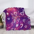 thumbnail image 6 of YFYANG Lightweight Warm Flannel Blanket, Purple Watercolor Heart Doodle Throw Blanket for Bed, Sofa, Travel, Camping, 80"x60", 6 of 7