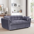 thumbnail image 2 of LUCKHAO Velvet Convertible Sleeper Sofa Bed, 65'' Pull-Out Couch with Adjustable Back and Pillows for Living Room, 2 of 11