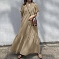 thumbnail image 2 of Inleife Womens Summer Dresses Plus Size Fashion Women Casual Loose V-Neck Short Sleeve Comfy Solid Pockets Dresses, 2 of 7