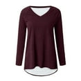 thumbnail image 5 of Lindreshi Long Sleeve Shirts for Women Plus Size Women Casual V-Neck T-Shirt Loose Long Sleeve Tops Solid Blouse, 5 of 5