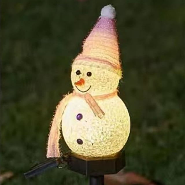 MesaSe Snowman Shape LED Solar Lights Waterproof Colorful Decorative Light for Garden Yard Patio Pathway